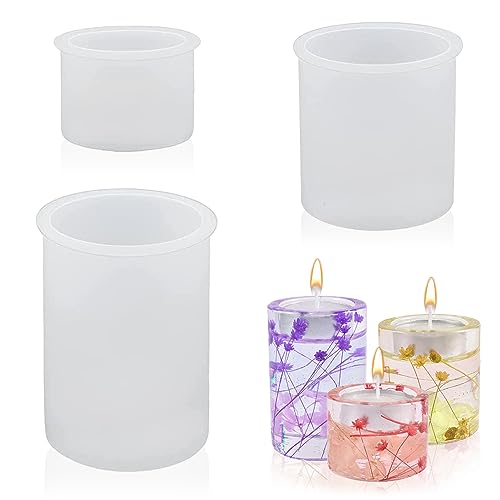 yotutun Silikonform Kerzenhalter, 3-Größen DIY Zement Kerzenhalter Herstellung Werkzeuge 3D Kerzenhalter Silikonform Teelichthalter Round Candle Holder für Heimdekor, Teelichthalterm von yotutun