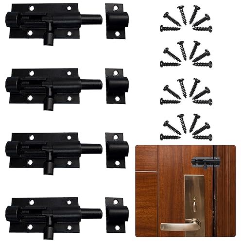 yotutun Türriegel, 4 Stück Riegelschloss Türschloss mit Schrauben Schubriegel Aluminiumlegierung Riegel Tür Bolzenriegel Riegel für die Diebstahlsicherung von Türenund Fenstern von yotutun