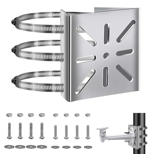 yotutun Überwachungskamera Masthalterung Universal Halterung, Universelle Vertikale Stange Masthalterung, Edelstahl Eckhalterung mit 3 Verstellbaren Schlaufen, Montage aus Metall Eckwinkel für Kameras von yotutun