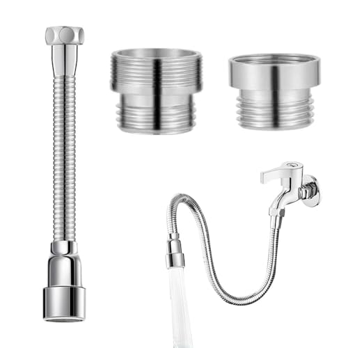 yotutun Wasserhahn Verlängerung 20cm, 360°Drehbarer Wasserhahn Aufsatz, Wasserhahn Verlängerung Spritzkopf mit 2 Stück Metall Wasserhahn Adapter, Flexibler Wassersparender Für Küche Badezimmer von yotutun