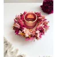 Trockenblumenkranz „Very Berry" Mit Windlicht | Geschenke Für Sie Tischdeko Frühlingsdeko Weihnachtsgeschenk| Geburtstagsgeschenk von youandyourbluemchen