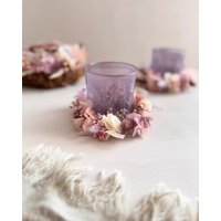 Trockenblumenkranz Mit Windlicht „Oh Violetta"/Weihnachtsgeschenk Tischdeko Grußbotschaft Geschenkidee Zuhause von youandyourbluemchen