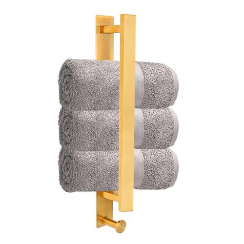 Handtuchhalter Ohne Bohren Selbstklebend Edelstahl Handtuchstange Bad Wand 40CM Gästehandtuchhalter Wandmontage mit Handtuchhaken Badetuchhalter Badezimmer Zubehör Gold von youbeautify