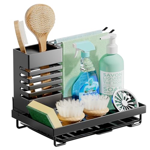 youjia Spülbecken Organizer Spülbecken Caddy Organizer Edelstahl Utensilien Korb für Küche & Badezimmer mit Abflusspfanne Schwammhalter von youjia