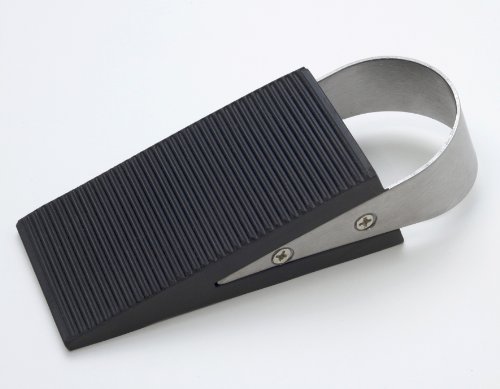 1 Türstopper Türkeil Möbelkeil Edelstahl / Gummi gebürstet / schwarz 130 x 50 x 35mm von youngschwinnDESIGN