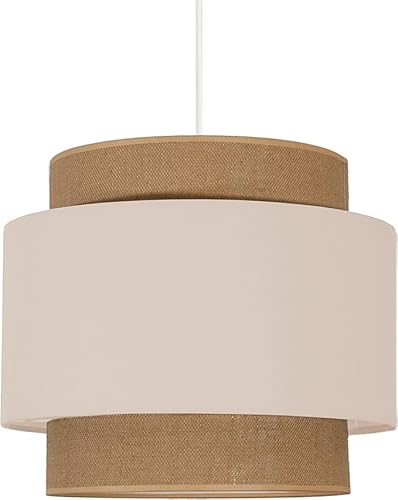 youngDECO® Lampe BALI 2xE27 Beige, Boho Stil, Ø38cm Stofflampenschirm (natur Jute und Baumwolle), Deckenlampe für Kinderzimmer, Wohnenzimmer, Schlafzimmer, Küche, hergestellt in der EU von youngDECO