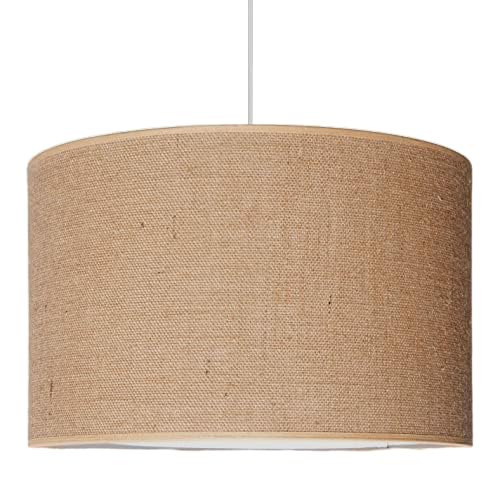 youngDECO® Pendellampe 2xE27 natural Jute, extra Lichtdiffusor, Bali, Boho, Vintage, Rustikal, Ø38cm Stofflampenschirm, Pendelleuchte für Kinderzimmer, Wohnzimmer, Schlafzimmer, Flur und Büro von youngDECO