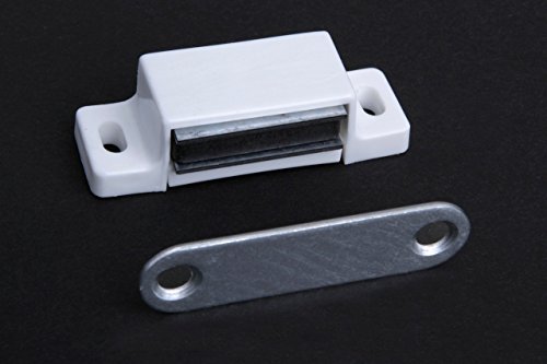 1 Magnetschnäpper Möbelschnäpper Schrankschnäpper, Haltekraft 3-4 kg, Kunststoff weiss mit Metallgegenplatte 46 x 16mm von youngschwinnDESIGN