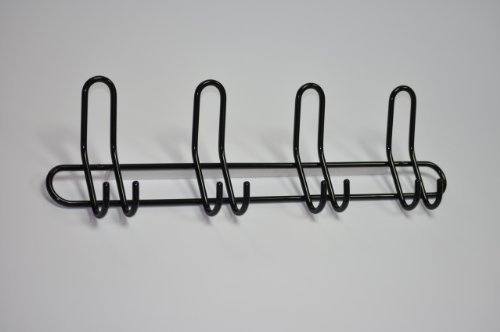 Garderobe Hakenleiste Garderobenleiste Kleiderhaken Stahl schwarz mit 4 Doppelhaken 585 x 170 x 60mm von youngschwinnDESIGN