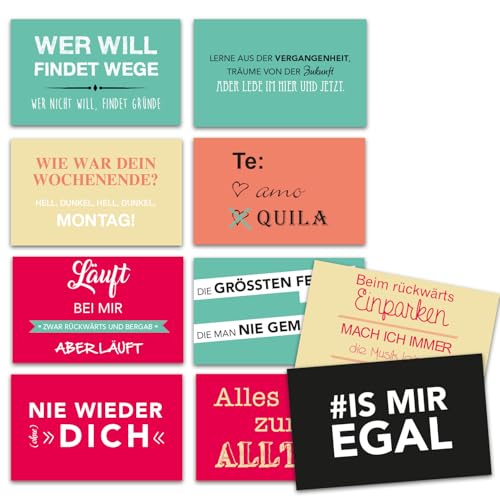 10 Kühlschrank-Magnete I 88 x 55 mm I mit Sprüchen Motiv bunt lustig eckig I Deko für Jugendliche Küche Magnet-Tafel I dv184 von younikat