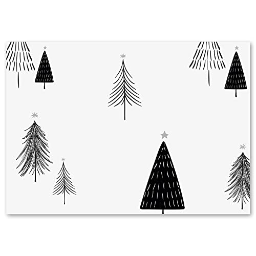 100 Tischunterlagen Weihnachten mit Tannenbäumen I DIN A3 eckig I Platz-Set aus Papier I modernes Design I Einweg Tischset I Black & White I Gastronomie I dv_1151 von younikat