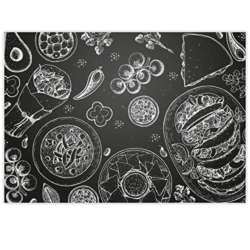 100 Tischunterlagen mit Menü-Motiv Tafel I DIN A3 eckig I Platz-Set aus Papier I trendiges Design I Einweg Tischset I schwarz weiß I Gastronomie und Haushalt I dv817 von younikat