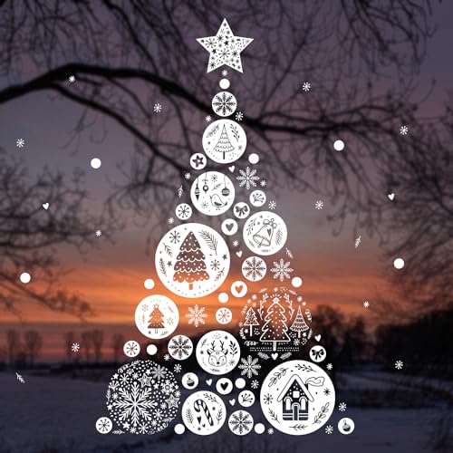 younikat Fensterbild Weihnachten aus 112 Teilen für individuelle Muster wie Weihnachtsbaum Stern Kugeln Adventsfenster I weiß statisch haftend wiederverwendbar I Zuhause Schaufenster I dv1312 younikat Fensterbild Weihnachten aus 112 Teilen für individuelle Muster wie Weihnachtsbaum Stern Kugeln Adventsfenster I weiß statisch haftend wiederverwendbar I Zuhause Schaufenster I dv1312 von younikat