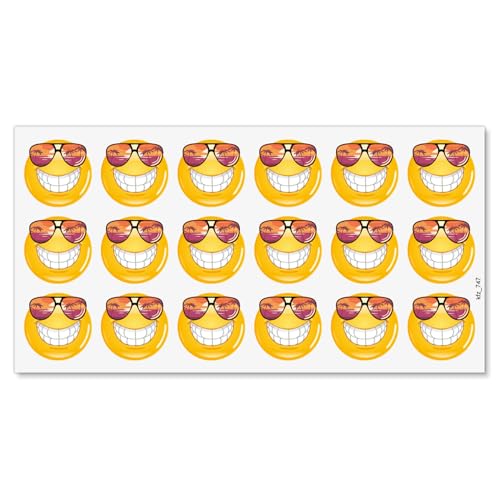 18er-Set Smile Aufkleber mit Sonnenbrille 3 cm UV-Schutzlaminiert Witterungsbeständig Fahrrad Motorrad Smartphone Laptop Selbstklebend Sommer Frühling - Kfz747 18er-Set Smile Aufkleber mit Sonnenbrille 3 cm UV-Schutzlaminiert Witterungsbeständig Fahrrad Motorrad Smartphone Laptop Selbstklebend Sommer Frühling - Kfz747 von younikat