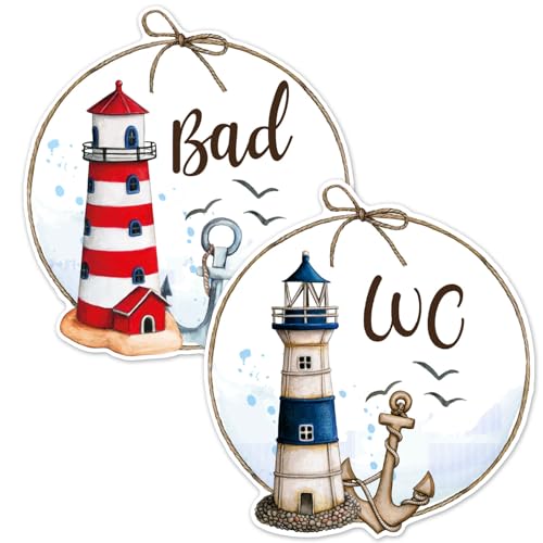 2er Set Türaufkleber Badezimmer Leuchtturm blau rot I Ø 10 I selbstklebend permanenthaftend I dv1234 2er Set Türaufkleber Badezimmer Leuchtturm blau rot I Ø 10 I selbstklebend permanenthaftend I dv1234 von younikat