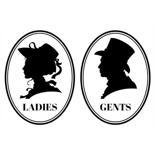 2er Set Vintage WC-Aufkleber für Damen und Herren I 9 x 12 cm I Schwarz I Toiletten-Sticker Tür Klebe-Schild I für Restaurant Laden Geschäft I selbstklebend I dv745 2er Set Vintage WC-Aufkleber für Damen und Herren I 9 x 12 cm I Schwarz I Toiletten-Sticker Tür Klebe-Schild I für Restaurant Laden Geschäft I selbstklebend I dv745 von younikat