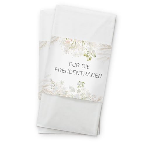 50er-Set Freudentränen Banderole I Weiße Blumen 13 x 5 cm I dv_1293 von younikat