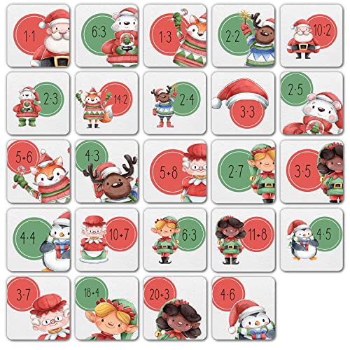 Adventskalender Aufkleber Set selbstklebende Zahlen Etiketten mit Rechenaufgaben aus dem kleinen 1x1 - zum Basteln ideales Gehirnjogging für Weihnachten - dv_1155 von younikat