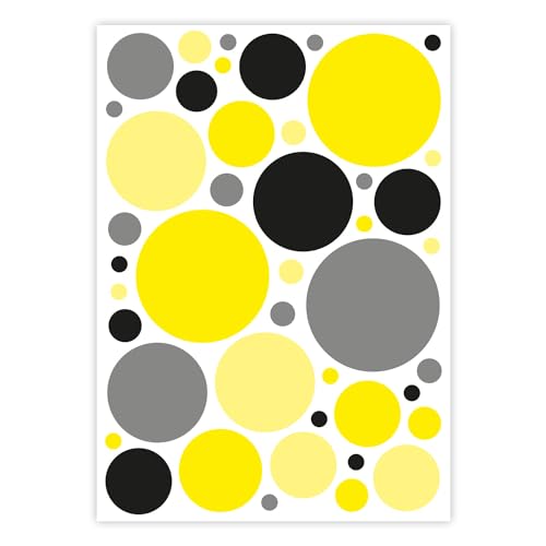 Aufkleber-Set Kreise I schwarz-gelb I Ø 1 bis 8 cm I Sticker für Bad Küche Glas-Tür Fahrrad Laptop Handy Auto-Aufkleber I wetterfest I dv_414 von younikat