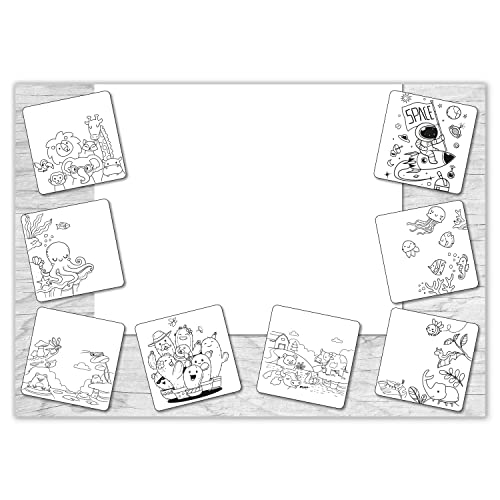 Ausmalbare Papier-Tischsets mit 8 niedlichen Motiven I 100 Stück I 40 x 30 cm I Einweg Platzsets I Tisch-Unterlage aus Papier I Moderne Deko I kreativ für Kinder I dv1109 von younikat