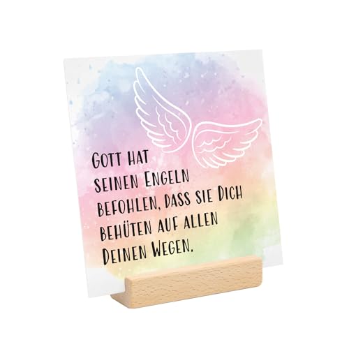 Geschenk Kommunion Konfirmation Taufe I Schild Segensspruch I Junge Mädchen Neutral - Motiv Engeln I I dv_1372 von younikat