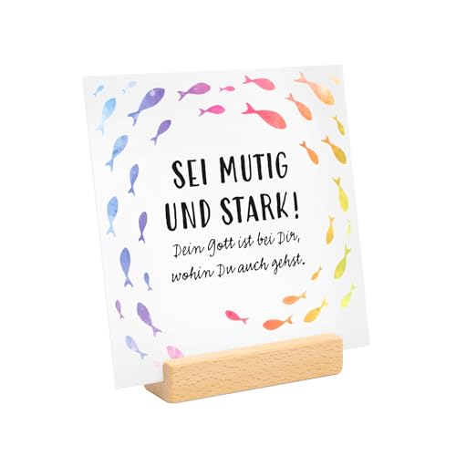 Geschenk Kommunion Konfirmation Taufe I Schild Segensspruch I Junge Mädchen Neutral - Motiv Mutig I dv_1371 von younikat