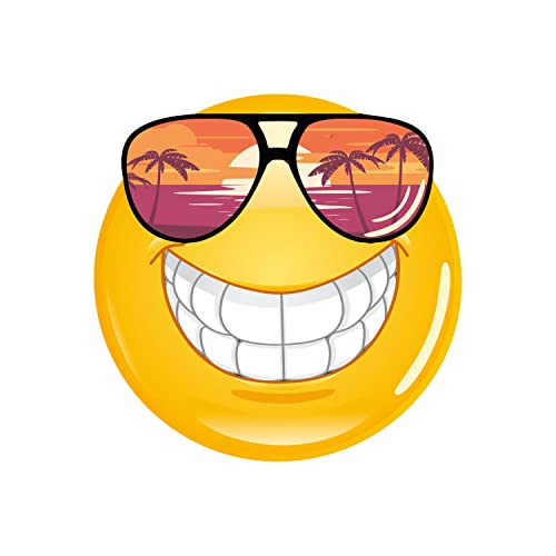 Smile Aufkleber mit Sonnenbrille 10 cm UV-Schutzlaminiert Witterungsbeständig Fahrrad Motorrad Smartphone Laptop Selbstklebend Sommer Frühling - Kfz748 von younikat