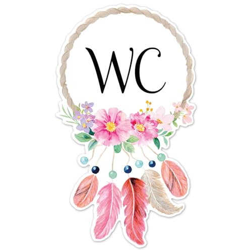 Türaufkleber Badezimmer WC Boho Blumen bunt I 17,3 x 10 cm I selbstklebend permanenthaftend I dv1230 von younikat