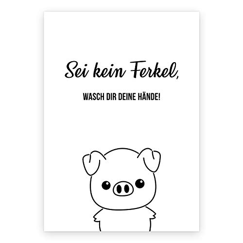 Typo Poster Wasch dir deine Hände! I Print-Plakat in DIN A4 I Sei kein Ferkel I Hände waschen nicht vergessen I für WC Toilette Badezimmer I dv_462 von younikat