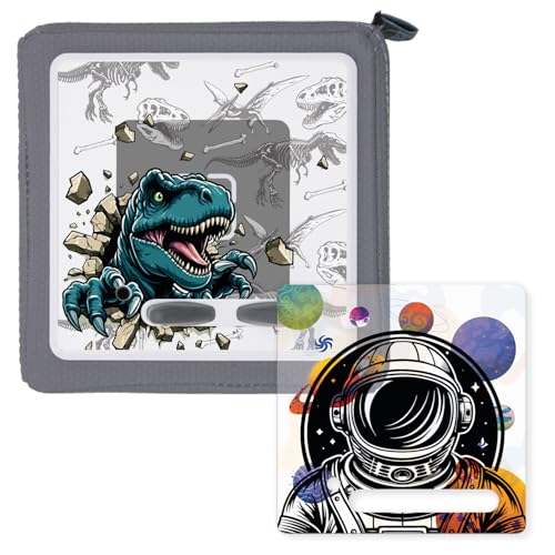 younikat 2er-Set Schutzfolie Schutzcover für Toniebox passgenau geschnitten Selbstklebende Folie I Astronaut und Dinosaurier Motiv I kreatives Zubehör I dv1556 von younikat