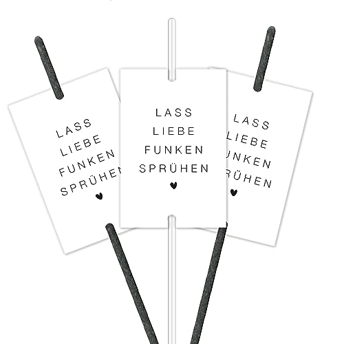 younikat 50 Etiketten für Wunderkerzen I Lass Liebe Funken sprühen I Schlichtes Herz-Motiv I Gastgeschenk I für den besonderen Tag I Stilvoll I Hochzeit I dv1099 von younikat