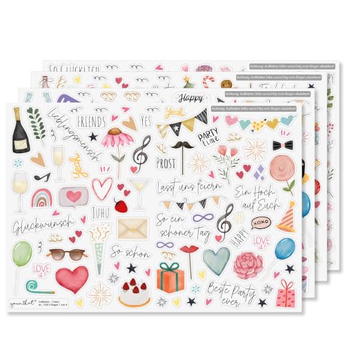 younikat Aufkleber-Set für Geburtstagsgeschenke I über 200 Sticker zum Basteln I permanenthaftend I DIY Happy Birthday Scrapbooking-Aufkleber I Fotoalbum Gestalten I Scrapbook Zubehör I dv1166 von younikat
