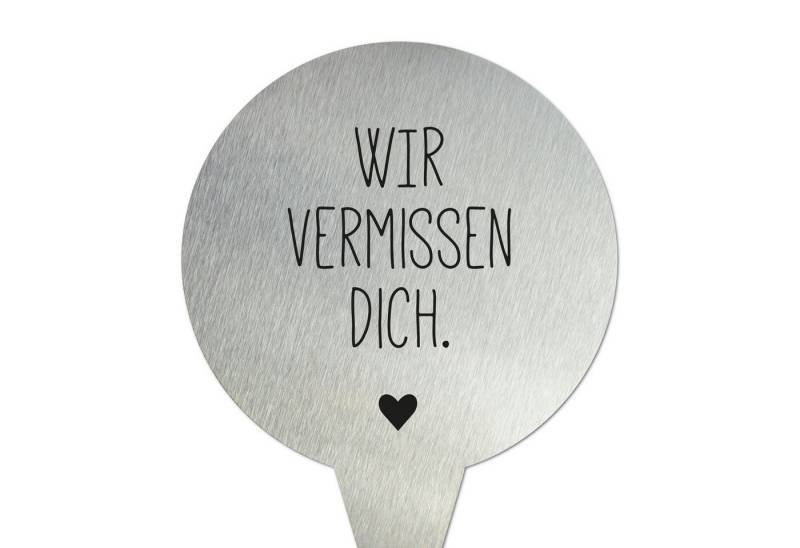 younikat Dekofigur Grabstecker aus Edelstahl I Grabschmuck Rund 16 cm I you0077 von younikat