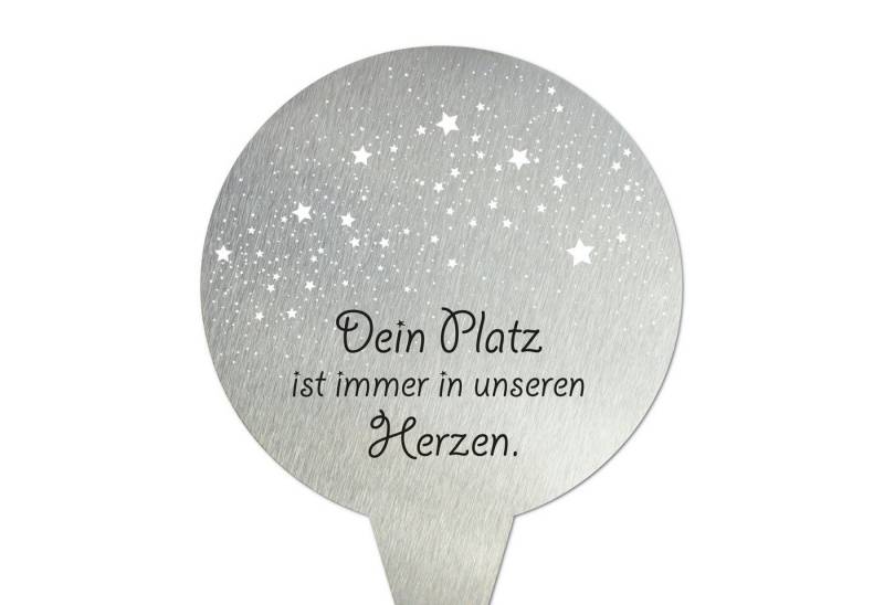 younikat Dekofigur Grabstecker aus Edelstahl I Grabschmuck Rund 16 cm I you0079 von younikat