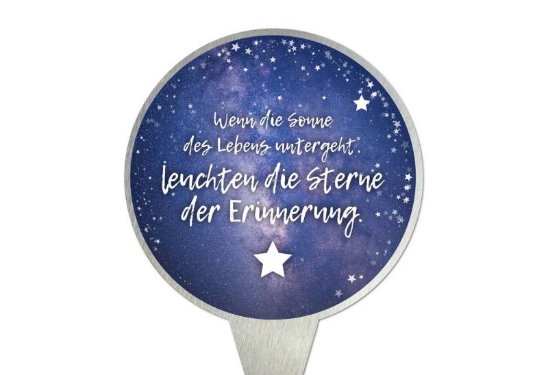 younikat Dekofigur Grabstecker aus Edelstahl I Grabschmuck Rund 16 cm I you0084 von younikat