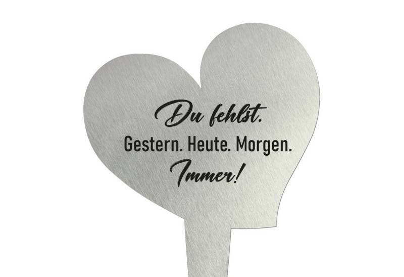 younikat Dekofigur younikat Grabstecker aus Edelstahl I Grabschmuck Herz 17 cm I you0080 von younikat