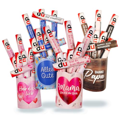 younikat Geschenk Mama Papa Hab dich lieb I 4x Aufkleber passend für Duplo Schokolade Packungen I Muttertag Vatertag I you0047 von younikat