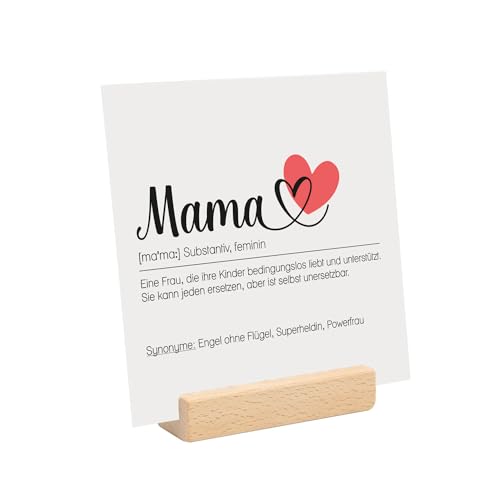 younikat Muttertagsgeschenk I Tafel mit Spruch Mama unersetzbar - Muttertag Geburtstag I 15 cm auf Holzsockel I dv1400 von younikat
