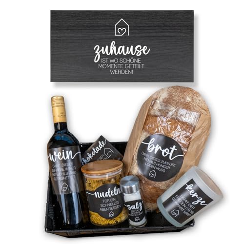 younikat Einweihung Geschenk Wanddeko mit Spruch Zuhause inkl. Aufkleber Set zum Einzug I Platte zum Aufhängen I Brot Salz Einzugsgeschenk Einweihung I dv1539 von younikat
