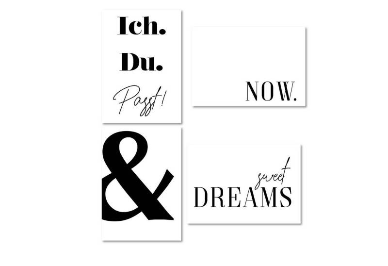 younikat Platzset Typo Poster-Set I 4 Print Plakate mit Sprüchen: Lieblingsplatz cest von younikat
