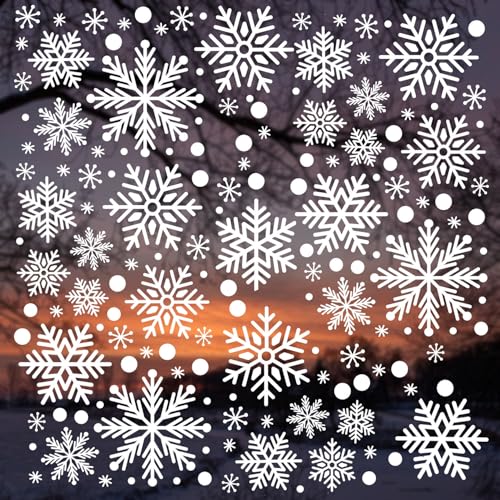 younikat Schneeflocken Fensterbild Weihnachten 180 Teile I Winter weiß I statisch haftend I wiederverwendbar I dv1553 von younikat