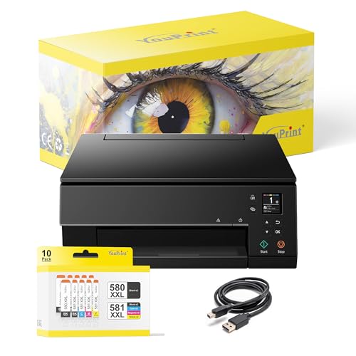 YouPrint Bundle TS6350 Tintenstrahldrucker Multifunktionsgerät (Drucker, Scanner, Kopierer) mit 10 kompatiblen YouPrint Druckerpatronen für Canon 580 581 von youprint