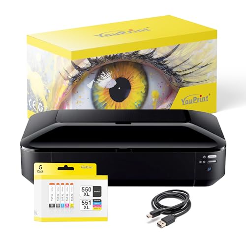 youprint Bundle iX6850 A3 Tintenstrahldrucker Multifunktionsgerät (Drucker, Scanner, Kopierer) mit 5er Set kompatiblen Druckerpatronen von youprint