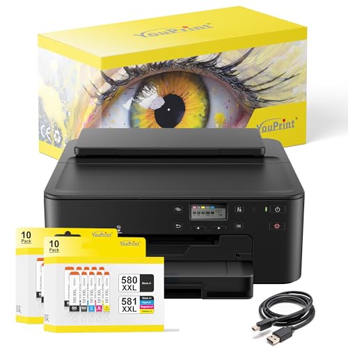 YouPrint Bundle TS705a Drucker (OHNE Kopier- und Scanfunktion) mit 20 kompatiblen YouPrint Druckerpatronen passend für Canon 580 581 XXL von youprint