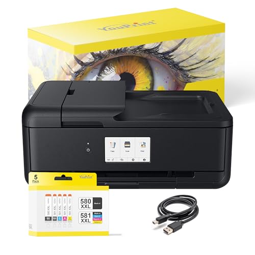 youprint Bundle TS9550 Tintenstrahldrucker Multifunktionsgerät (A3 Drucker, Scanner, Kopierer) mit 5 komp Druckerpatronen für PGI-580/CLI-581 XXL +USB-Kabel von youprint