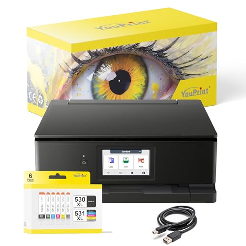 youprint Set aus Multifunktionsdrucker TS8750 (Drucker, Scanner, Kopierer) inklusive 6 Druckerpatronen kompatibel für Canon TS8750 von youprint