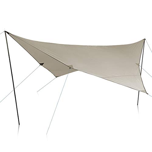 your GEAR Sonnensegel Atrani 3 x 3 m Sonnenschutz Wetterschutz Tarp 2 Aufstellstangen UV 50+ Schutz wasserdicht 5000 mm Beige Grau von your GEAR