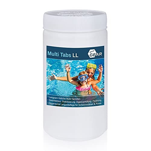 yourGEAR Multi Tabs LL - 200 g Tabletten mit Chlor Algenverhütung pH Stabilisierung Flockung für kristallklares Wasser in 1 kg oder 3 kg Gebinde zur Auswahl [1kg] von your GEAR