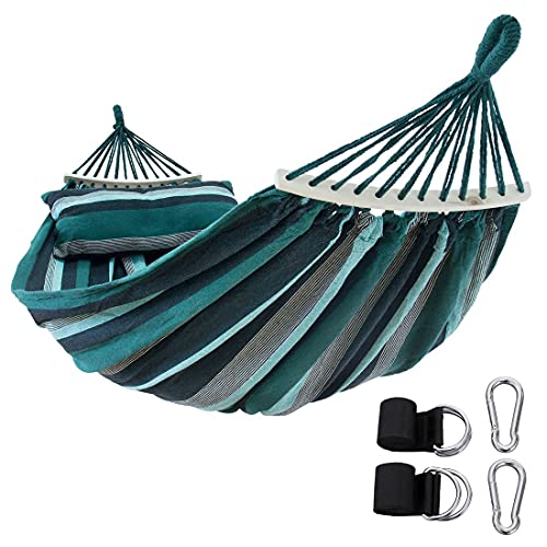 yourGEAR Bali XL Hängematte mit Kissen - 240 kg TÜV geprüft, 240x120 cm, Smaragd oder Aqua, Baumwoll-Stabhängematte, inkl. Befestigungsset von your GEAR