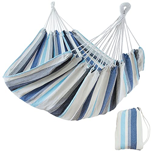 your GEAR Cebu - XXL Hängematte 220 x 160 cm | Smaragd (Grün) oder Aqua (Blau) |bis 300 kg | Baumwolle | Tuchhängematte 2 Personen| Packtasche [Aqua] von your GEAR